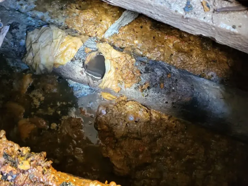 부산 서구 배관 안에 굳어 붙은 찌꺼기